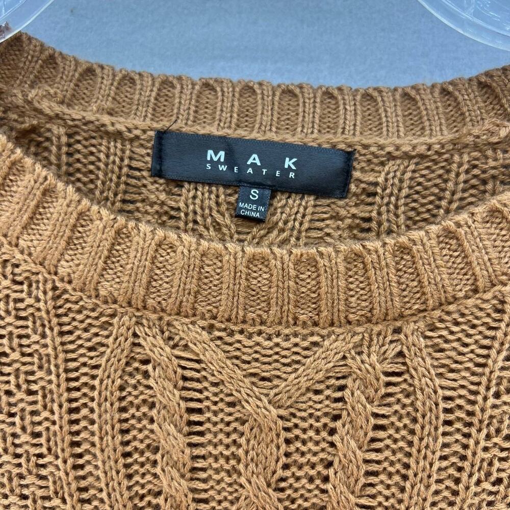 MAK Cable Knit Sweater Dress Long Sleeve Camel Color MK3451 - Picture 8 of 10